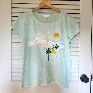 Lauren Conrad LC Women's T-Shirt Top XL Mint Green Oahu Hawaii EUC